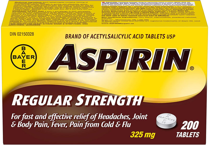 Aspirin Regular Strength 325mg Pain Relief - 200 Tablets - Simpsons Pharmacy