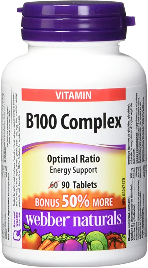 Webber Naturals B100 Complex Optimal Ratio Energy Support - 90 Capsules - Simpsons Pharmacy