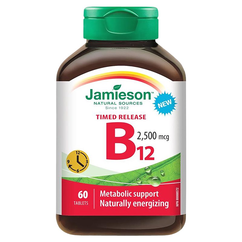 Jamieson Natural Sources Time Released Vitamin B12 2500mcg - 60 Tablets - Simpsons Pharmacy