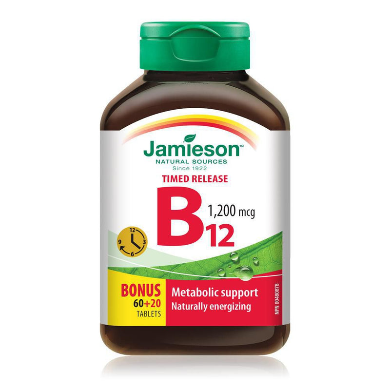 Jamieson Natural Sources Time Released Vitamin B12 1200mcg - 80 Tablets - Simpsons Pharmacy