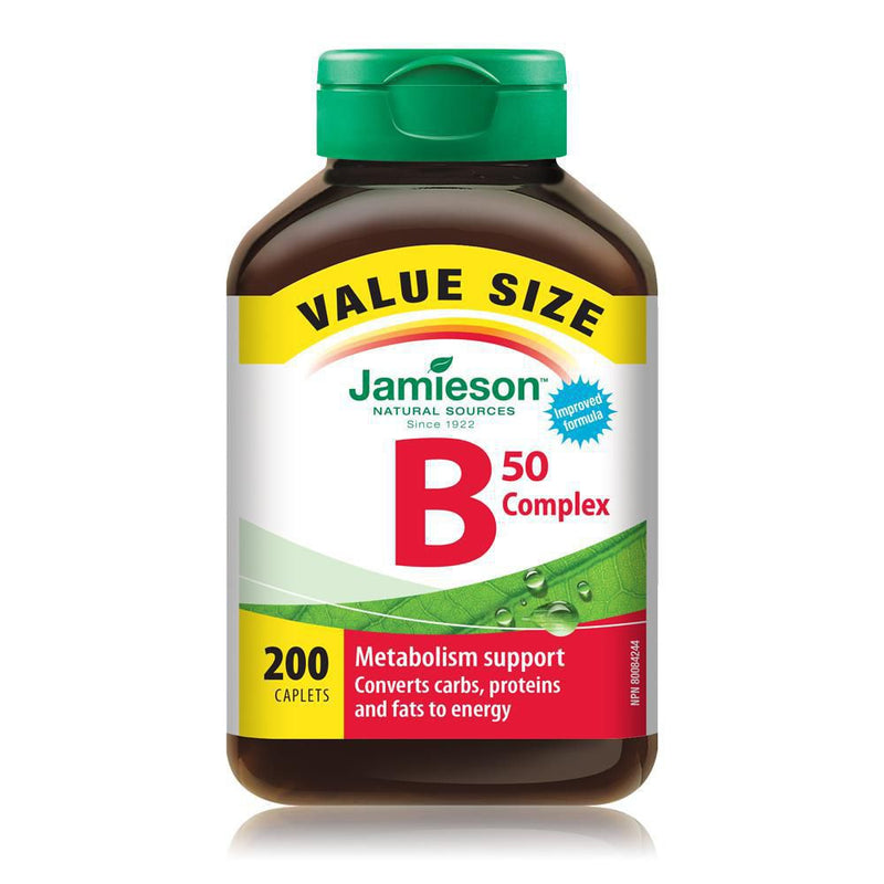 Jamieson Natural Sources Vitamin B50 Complex - VALUE SIZE 200 Caplets - Simpsons Pharmacy