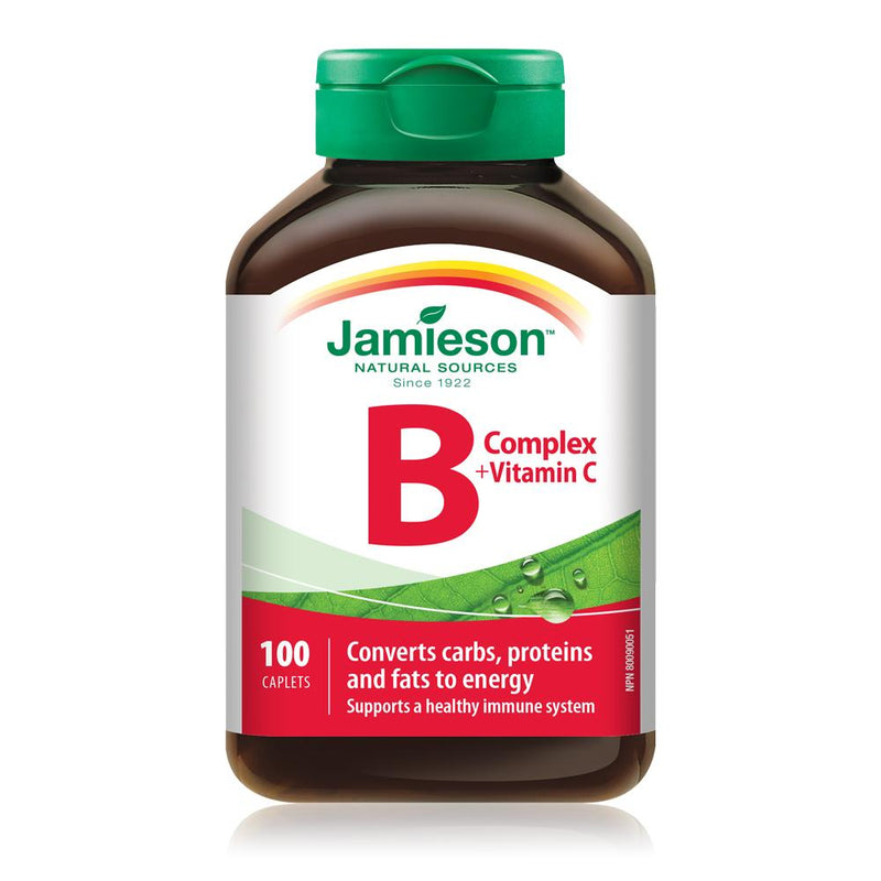 Jamieson Natural Sources Vitamin B Complex + Vitamin C - 100 Caplets - Simpsons Pharmacy