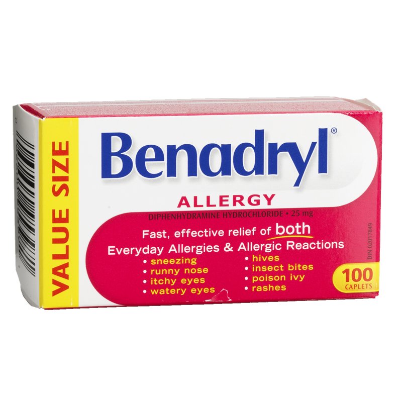 Benadryl Allergy Relief 25mg  - VALUE SIZE 100 Caplets - Simpsons Pharmacy