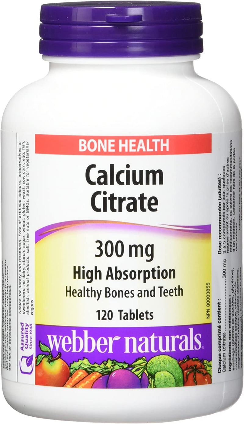 Webber Naturals Calcium Citrate 300mg High Absorption Bone Health - 120 Tablets - Simpsons Pharmacy