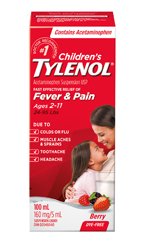 Children's Tylenol Fever & Pain Relief (Dye Free) Berry Flavour - 100mL Suspension Liquid - Simpsons Pharmacy