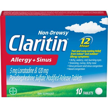 Claritin Non-Drowsy 12 Hour 5mg Allergy and Sinus Relief - 10 Tablets - Simpsons Pharmacy