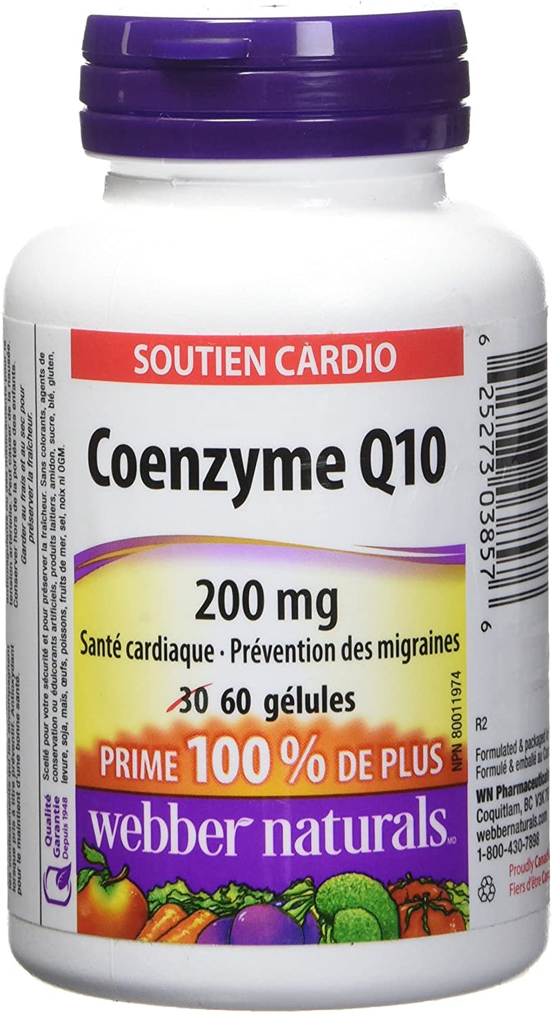 Webber Naturals Coenzyme Q10 200mg Cardio Support - 60 Softgel Capsules - Simpsons Pharmacy
