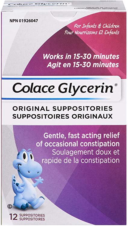 Colace Glycerin Children's & Infants Original Suppositories - 12 Suppositories - Simpsons Pharmacy
