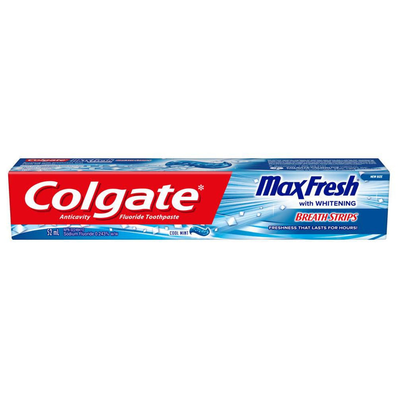 Colgate MaxFresh with Whitening & Breath Strips Toothpaste Cool Mint 52mL - Simpsons Pharmacy