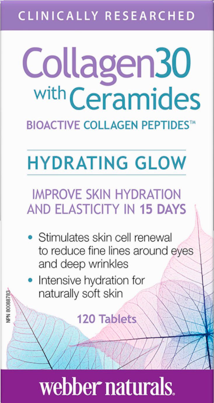 Webber Naturals Collagen30 with Ceramides BioActive Collagen Peptides - Hydrating Glow - 120 Tablets - Simpsons Pharmacy