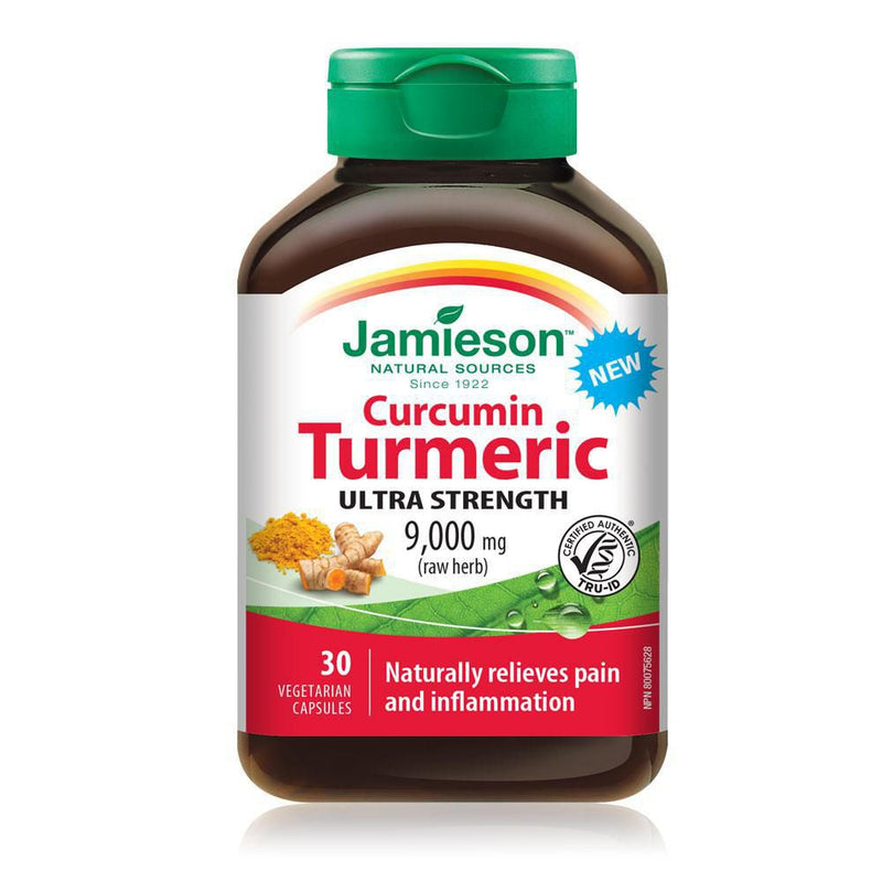 Jamieson Natural Sources Ultra Strength Curcumin Turmeric 9000mg (Raw Herb) - 30 Vegetarian Capsules - Simpsons Pharmacy