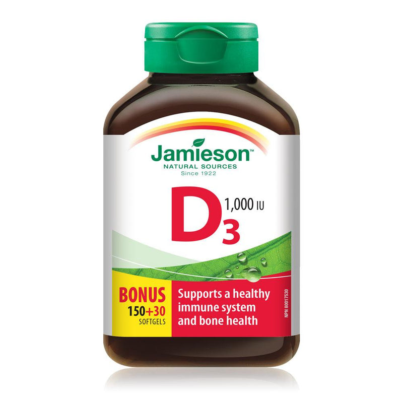 Jamieson Natural Sources Vitamin D3 1000 IU - 180 Softgels - Simpsons Pharmacy