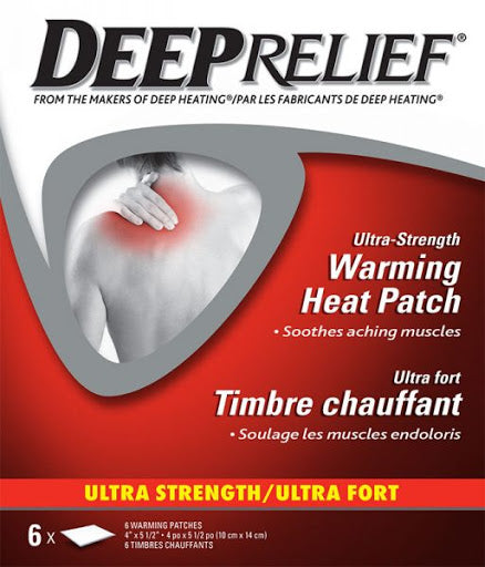 Deep Relief Ultra Strength Warming Heat Patch for Muscle Pain Relief - 6 Patches - Simpsons Pharmacy