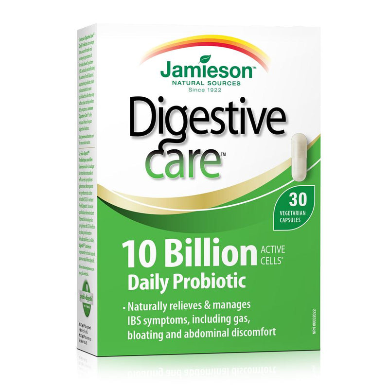 Jamieson Natural Sources Digestive Care 10 Billion Daily Probiotic - 30 Vegetarian Capsules - Simpsons Pharmacy