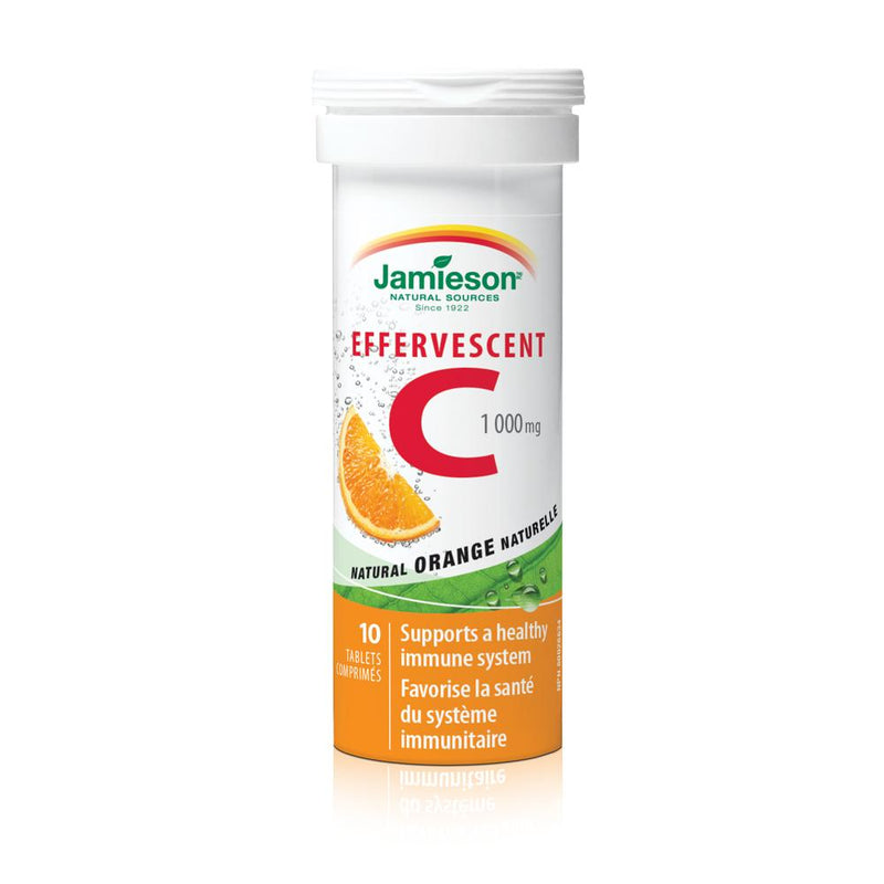 Jamieson Natural Sources Effervescent Vitamin C 1000mg Natural Orange Flavour - 10 Tablets - Simpsons Pharmacy