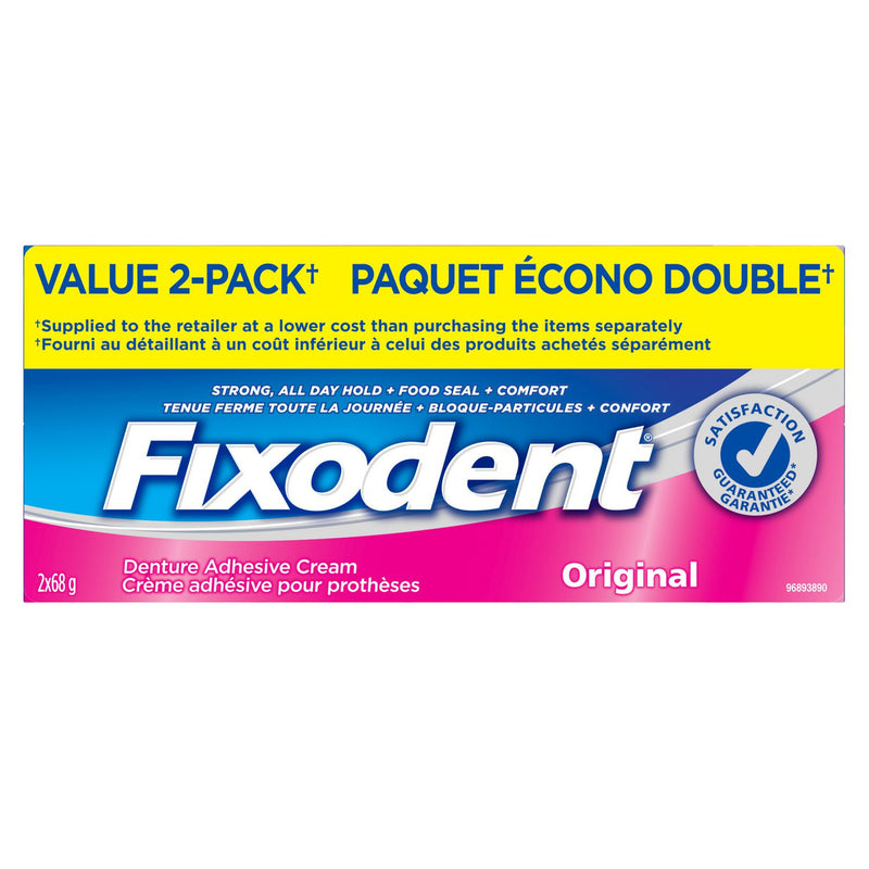 Fixodent Denture Adhesive Cream Original Value 2-Pack 2x68g - Simpsons Pharmacy