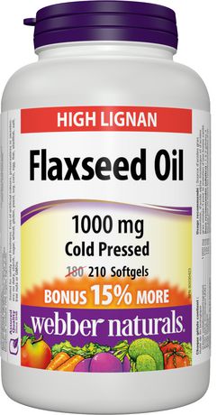 Webber Naturals Cold Pressed Flaxseed Oil 1000mg - 210 Softgels - Simpsons Pharmacy