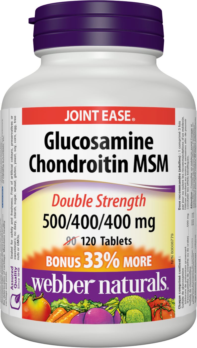 Webber Naturals Glucosamine Chondroitin MSM Double Strength 500/400/400mg - 120 Tablets - Simpsons Pharmacy