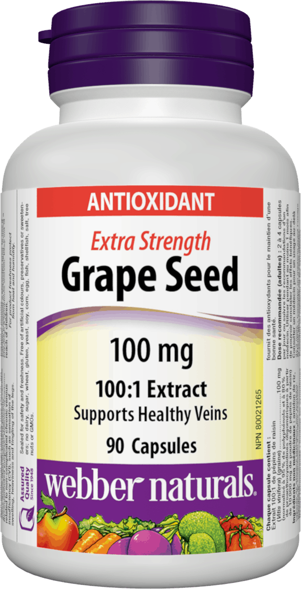 Webber Naturals Extra Strength Grape Seed 100mg 100:1 Extract - 90 Capsules - Simpsons Pharmacy