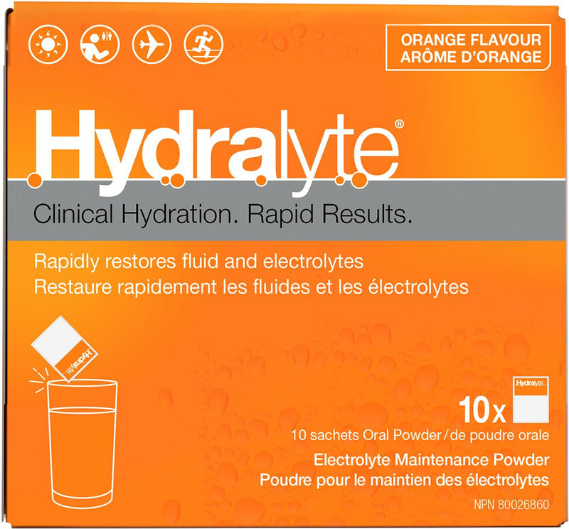 Hydralyte Electrolyte Solution Orange Flavour - 10 Powder Sachets - Simpsons Pharmacy