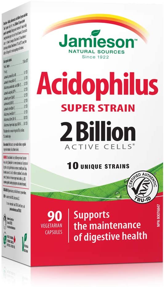 Jamieson Natural Sources Acidophilus Super Stain 2 Billion Active Cells - 90 Vegetarian Capsules - Simpsons Pharmacy