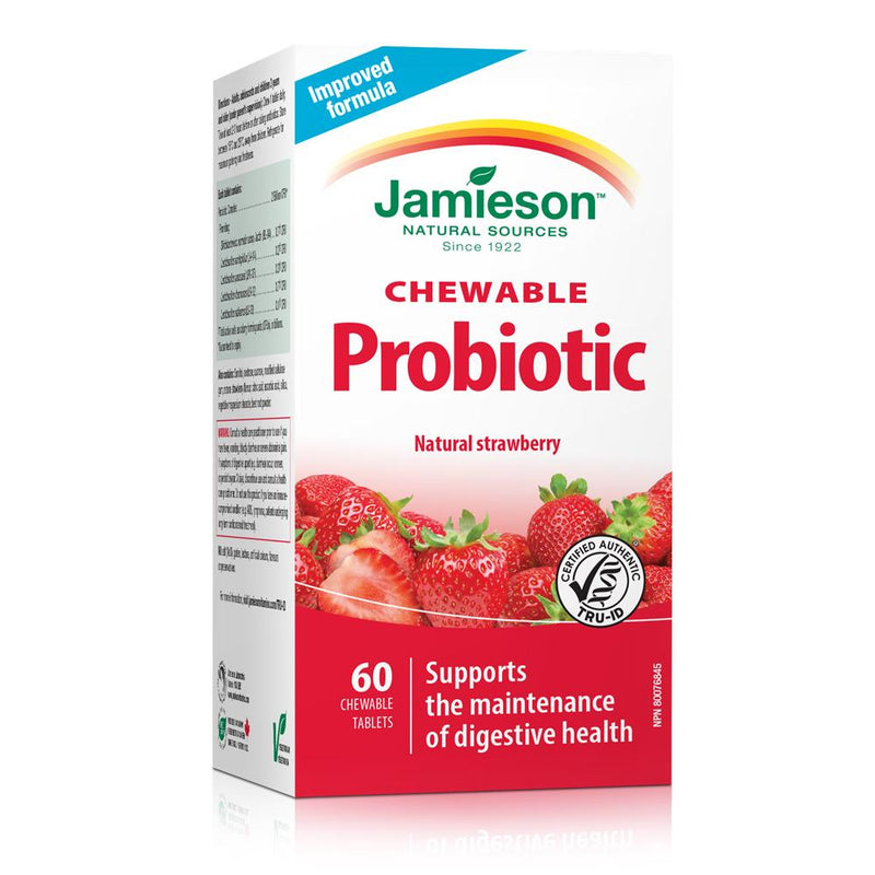 Jamieson Natural Sources Chewable Probiotic Stawberry Flavour - 60 Chewable Tablets - Simpsons Pharmacy
