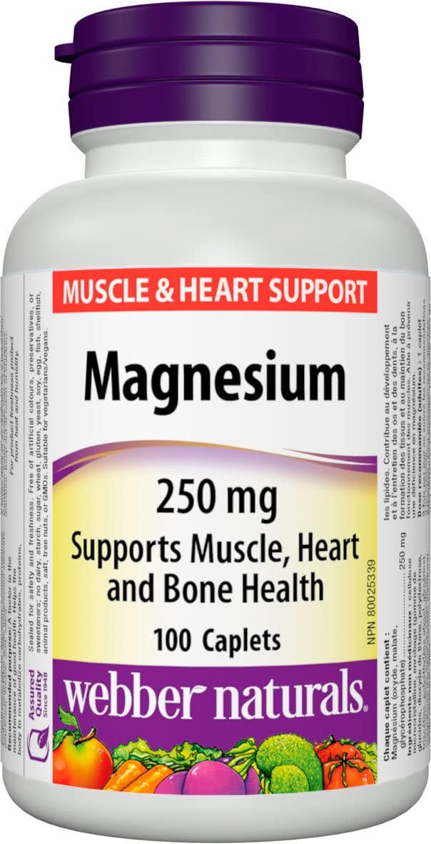 Webber Naturals Magnesium 250mg - 100 Caplets - Simpsons Pharmacy