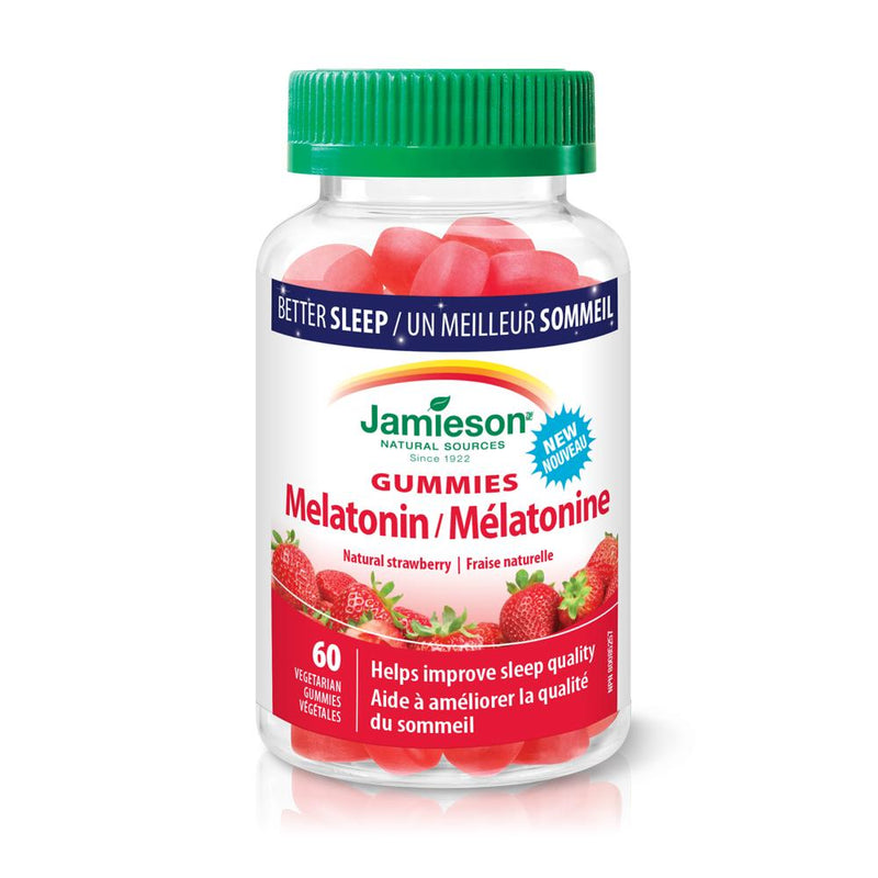 Jamieson Natural Sources Melatonin Gummies Natural Strawberry Flavour - 60 Vegetarian Gummies - Simpsons Pharmacy