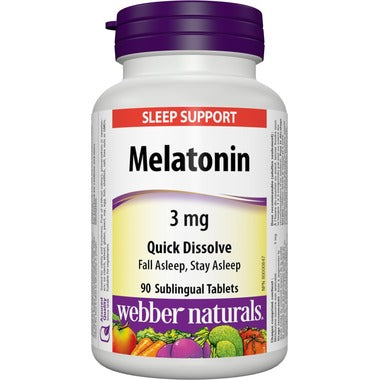 Webber Naturals Melatonin Sleep Support 3mg Quick Dissolve - 90 Sublingual Tablets - Simpsons Pharmacy