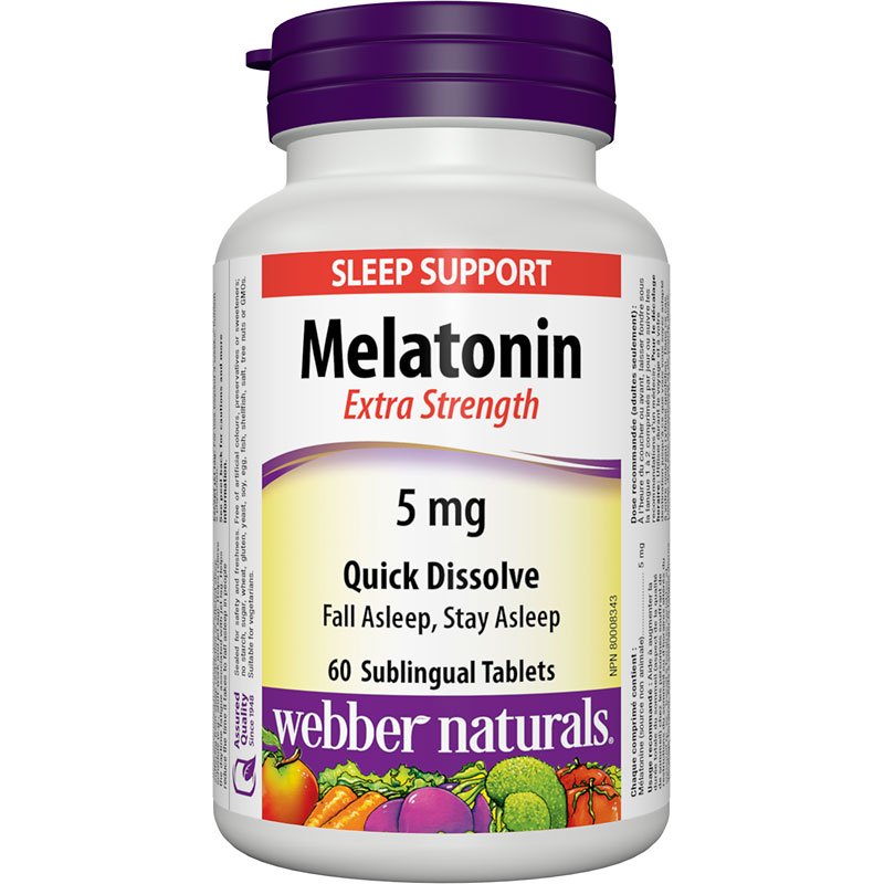 Webber Natural Melatonin Extra Strength Quick Dissolve 5mg - 60 Sublingual Tablets - Simpsons Pharmacy