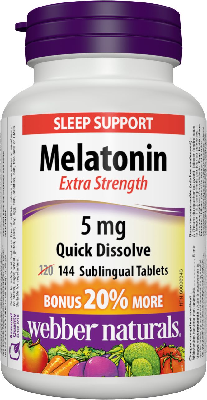 Webber Naturals Extra Strength Melatonin 5mg Quick Disolve 144 Sublingual Tablets - Simpsons Pharmacy