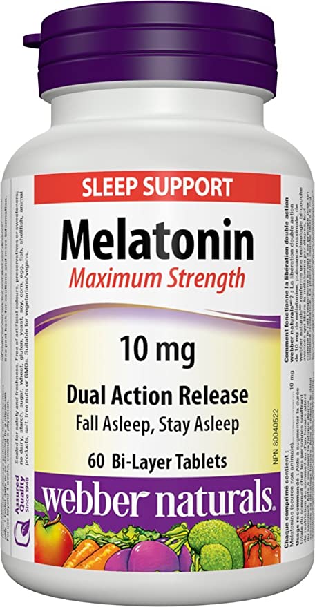 Webber Naturals Melatonin Maximum Strength Dual Action Release 10mg - 60 Bi-Layer Tablets - Simpsons Pharmacy