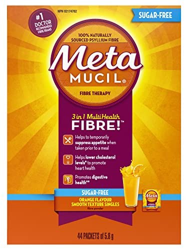 MetaMucil 3-in-1 MultiHealth Fibre Orange Flavour Sugar-Free Powder - 44 Packets - Simpsons Pharmacy