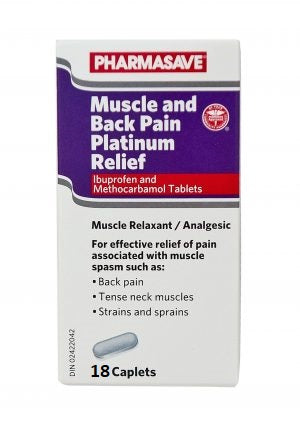 Pharmasave Muscle and Back Pain Platinum Relief - 18 Caplets - Simpsons Pharmacy