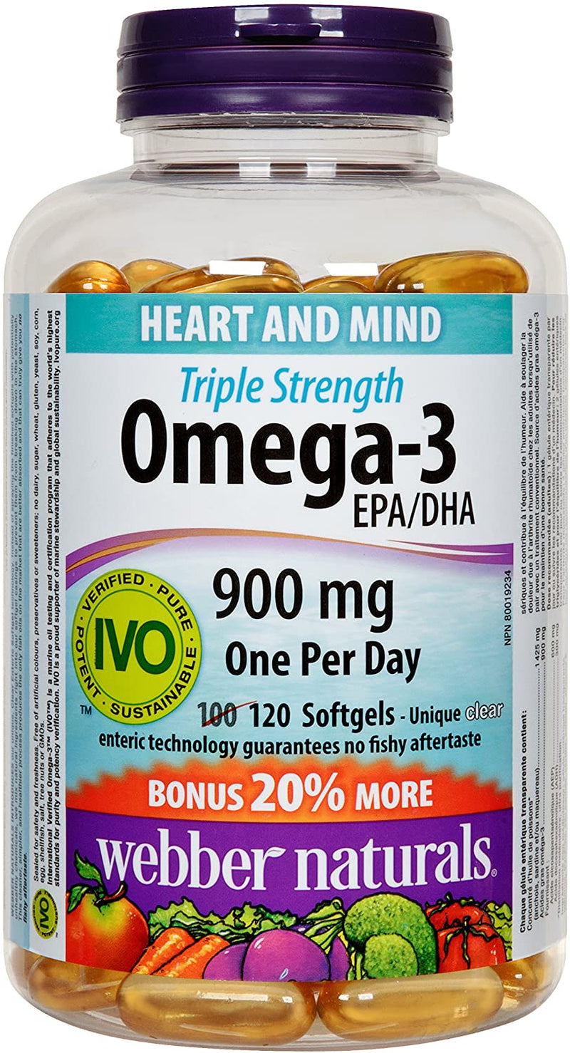 Webber Naturals Omega-3 EPA/DHA Triple Strength 900mg Pharmaceutical Grade - 120 Softgels - Simpsons Pharmacy