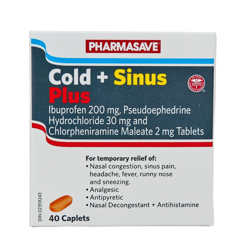 Pharmasave Cold + Sinus PLUS - 40 Caplets - Simpsons Pharmacy