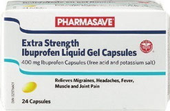 Pharmasave Extra Strength  Ibuprofen Liquid Gel 400mg - 24 Capsules - Simpsons Pharmacy