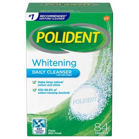 Polident Whitening Daily Cleanser for Dentures - Triple Mint Fresh 84 Tablets - Simpsons Pharmacy