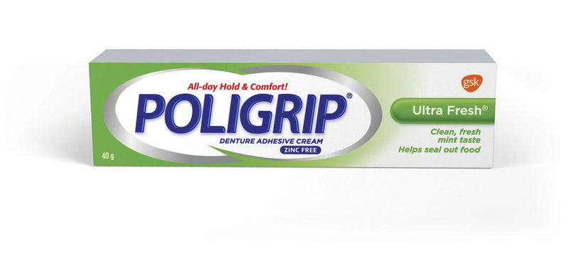 Poligrip Denture Adhesive Cream Ultra Fresh - Clean Mint 40g - Simpsons Pharmacy
