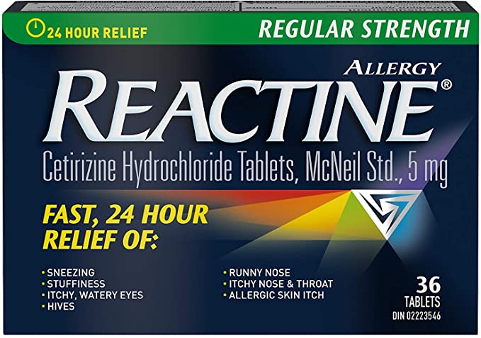 Reactine Regular Strength 5mg Allergy Relief - 36 Tablets - Simpsons Pharmacy
