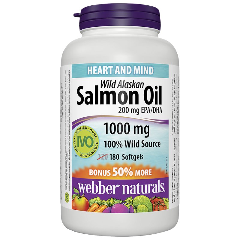 Webber Naturals Wild Alaskan Salmon and Fish Oil 200mg EPA/DHA 1000mg - 180 Softgels - Simpsons Pharmacy