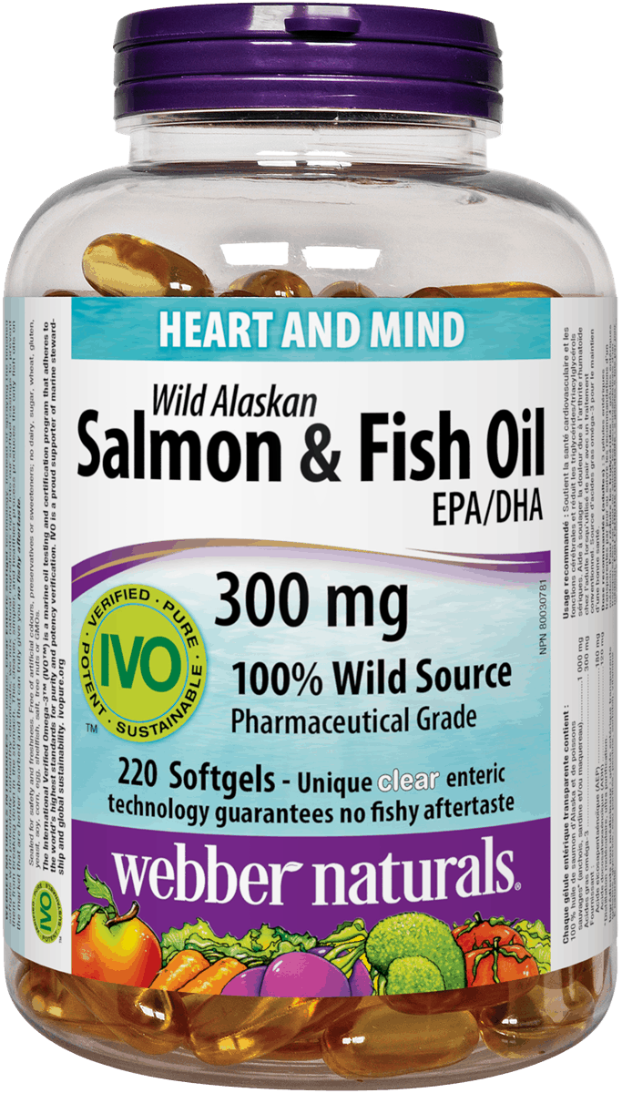 Webber Naturals Wild Alaskan Salmon and Fish Oil EPA/DHA 300mg - 220 Softgels - Simpsons Pharmacy