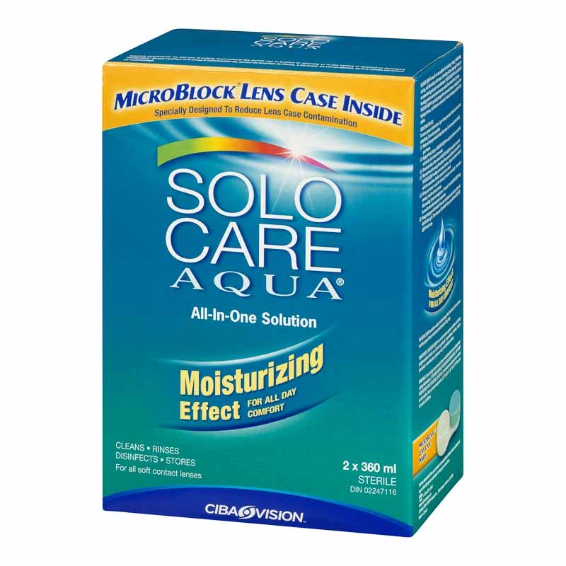 Solo Care Aqua All-in-One Moisturizing Effect Contact Lens Solution - 2 x 360mL - Simpsons Pharmacy