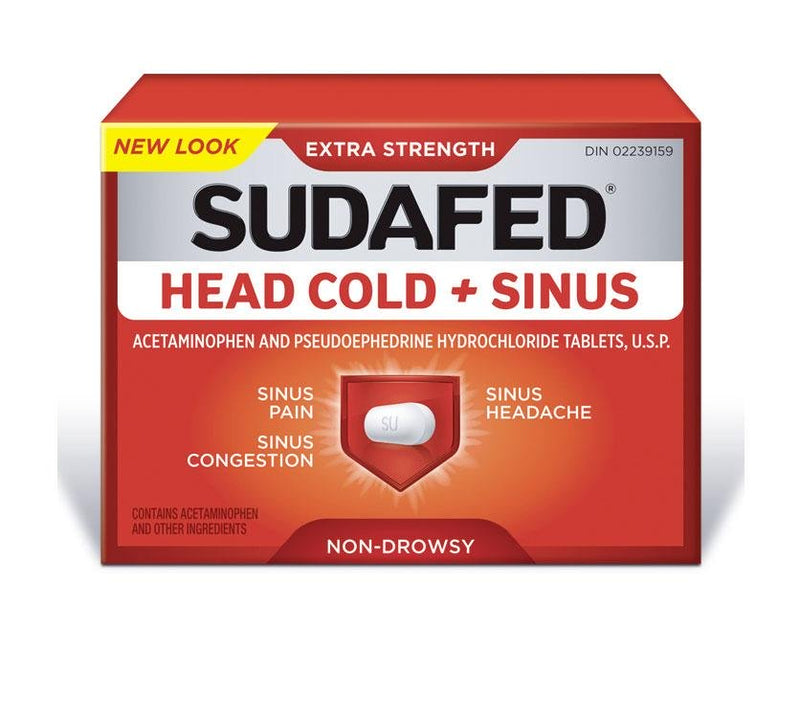 Sudafed Extra Strength Head Cold & Sinus Relief - 12 Caplets - Simpsons Pharmacy