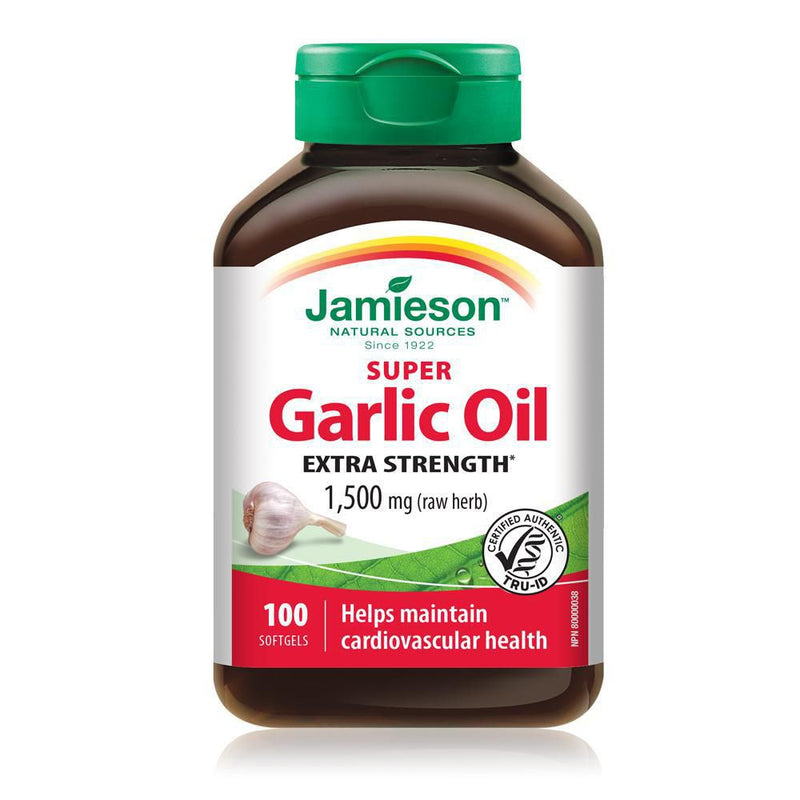 Jamieson Natural Sources Super Garlic Oil 1500mg (Raw Herb) - 100 Softgels - Simpsons Pharmacy