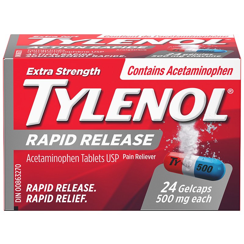 Tylenol Extra Strength Rapid Release Acetaminophen 500mg - 24 GelCaps - Simpsons Pharmacy