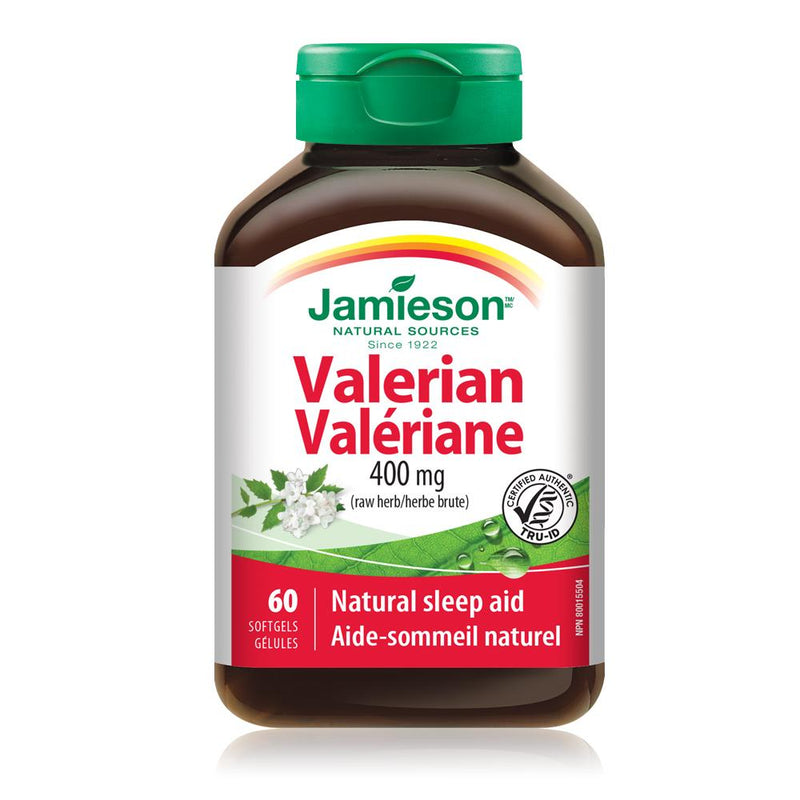 Jamieson Natural Sources Valerian 400mg (Raw Herb) Natural Sleep Aid - 60 Softgels - Simpsons Pharmacy