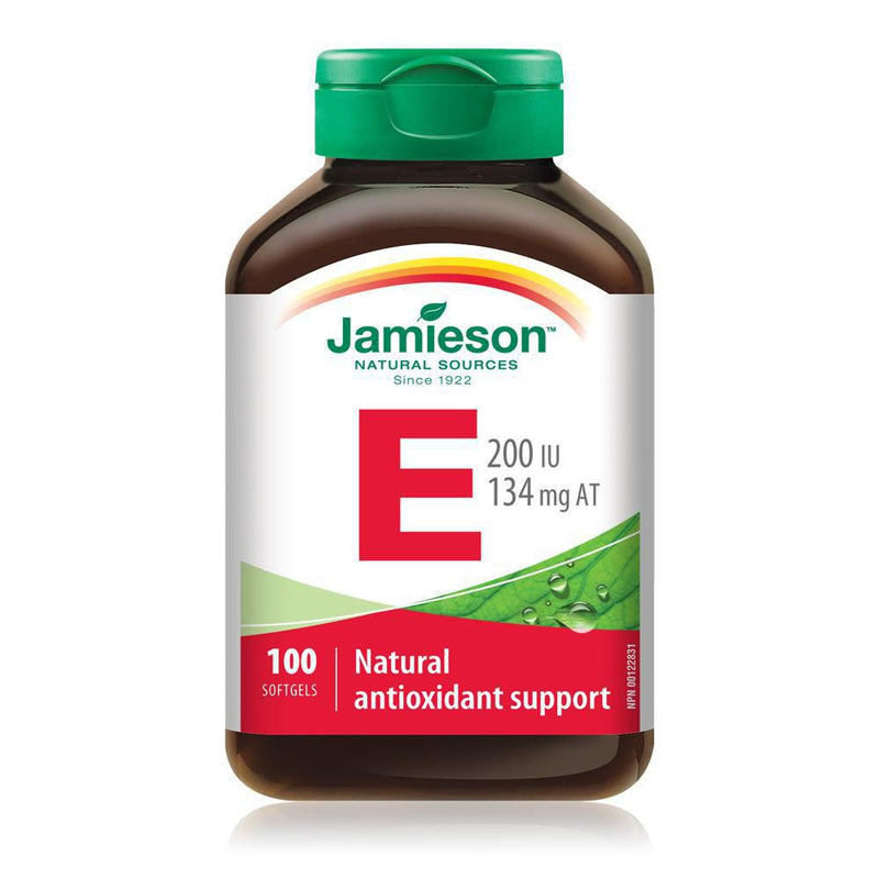 Jamieson Natural Sources Vitamin E 200 UI 134 mg AT - 100 Softgels - Simpsons Pharmacy