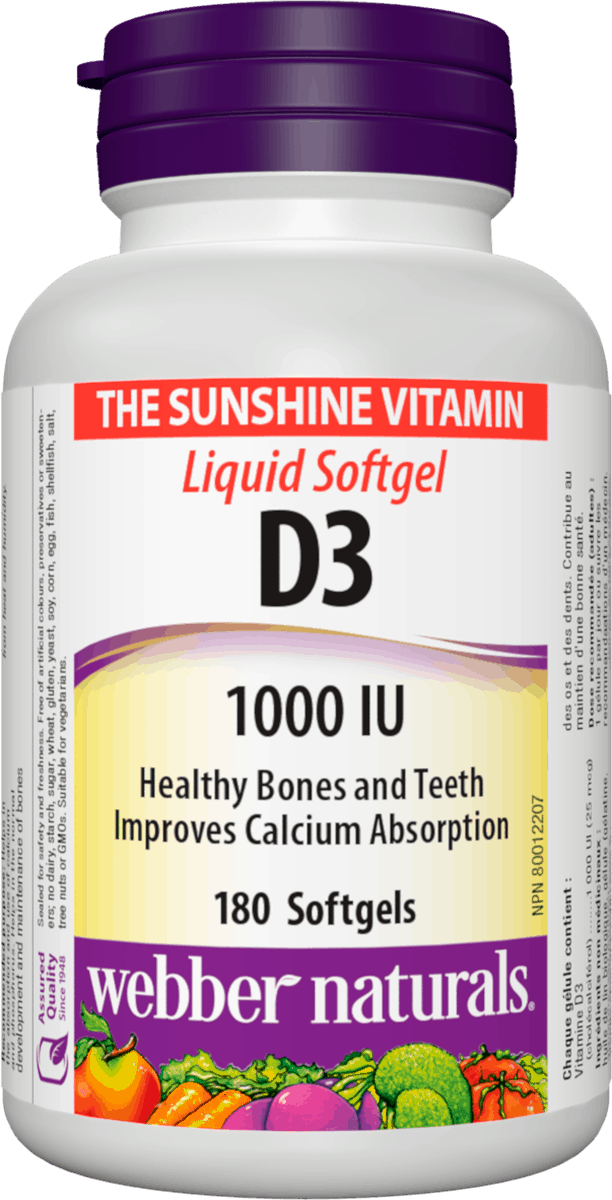 Webber Naturals Vitamin D3 1000 UI Liquid Softgel - 240 Softgels - Simpsons Pharmacy